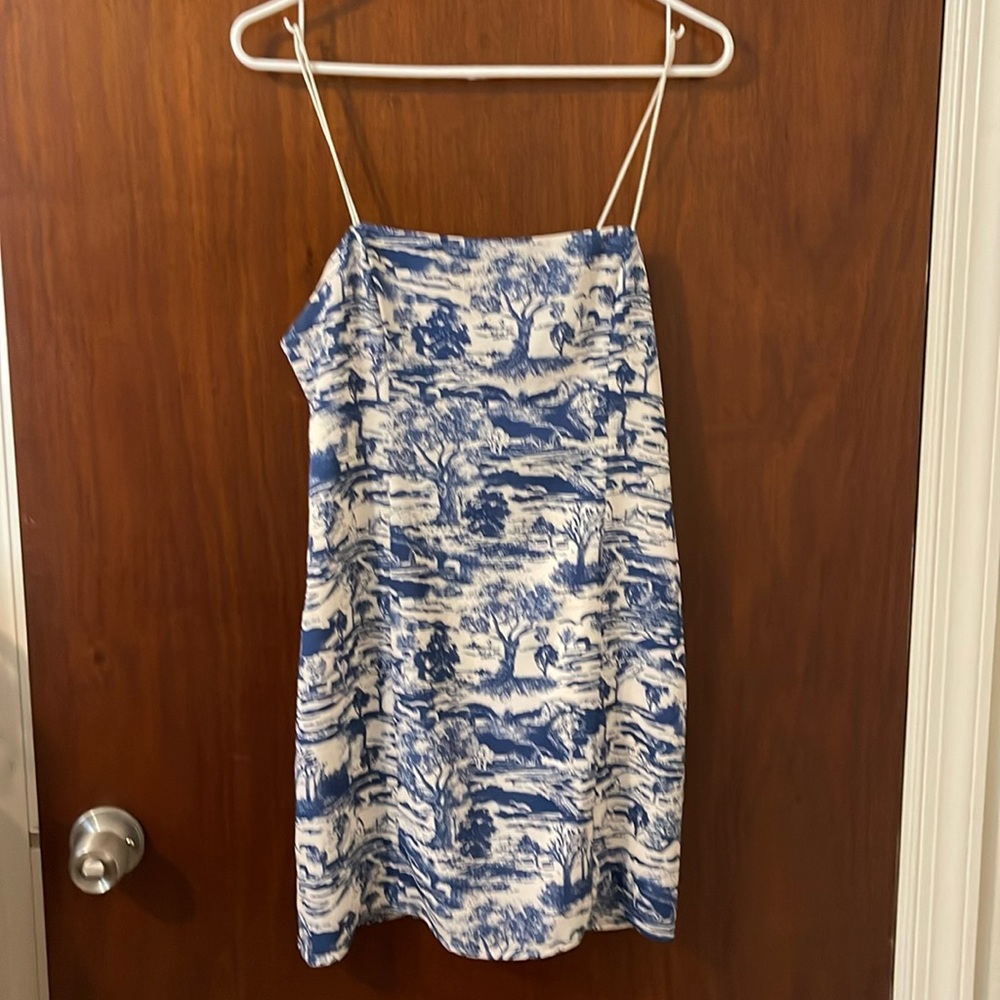 UO Blue and White Print Mini Dress Size M